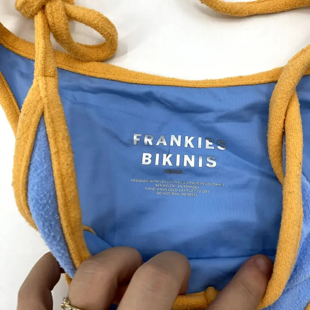 Frankie's Bikinis Blue & orange terrycloth bikini bottoms